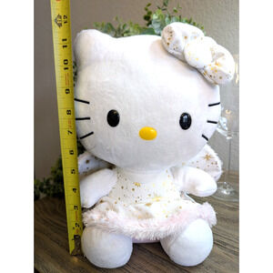 Hello Kitty Plush Angel White Gold Stars Large 12” Sanrio Stuffed Animal EUC